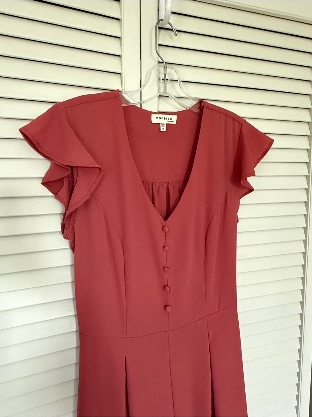 Flutter Sleeve Dress in Deep Rose - Picture 7 of 9